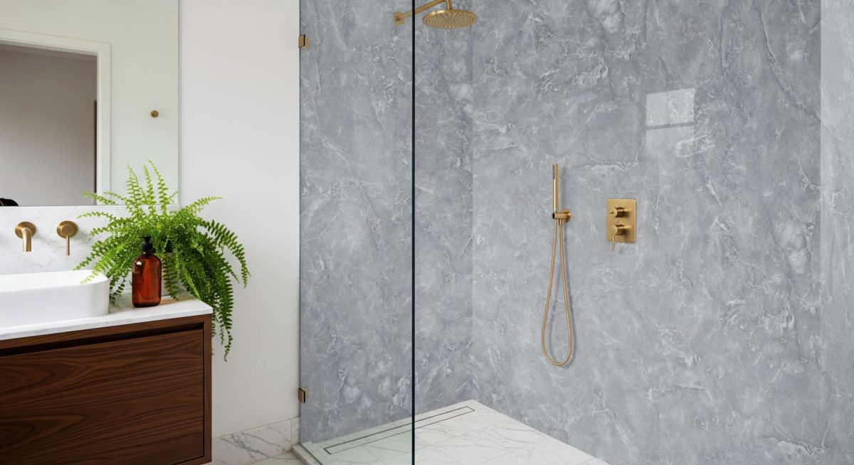 Pro-Tek™ Grey Statuario Plain Wall Panel