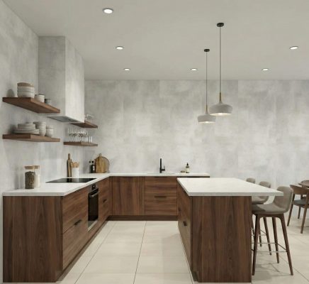 Genoa Grey Plain Wall Panels in Kitchen