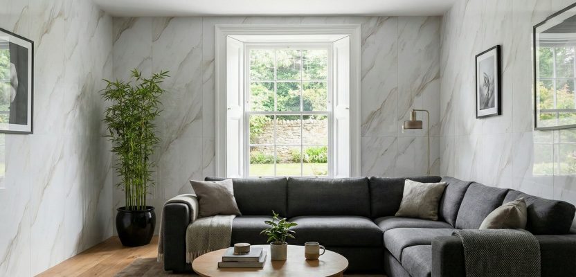 Natural Carrara Double Tile Wall Panels