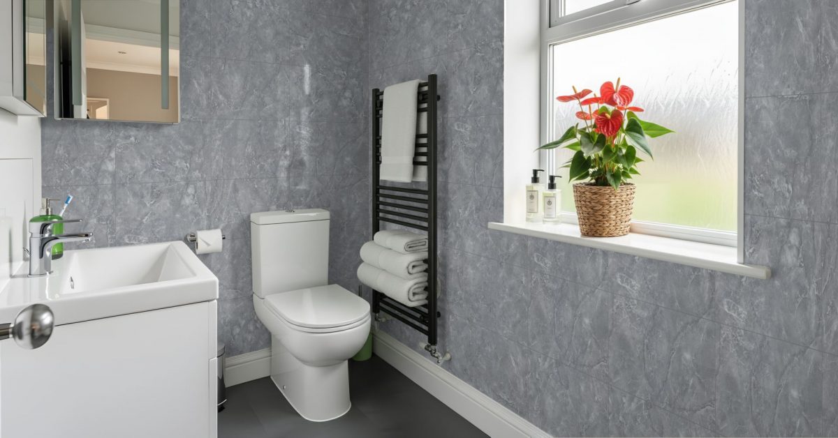 Pro-Tek™ Grey Statuario Multi Tile Wall Panel