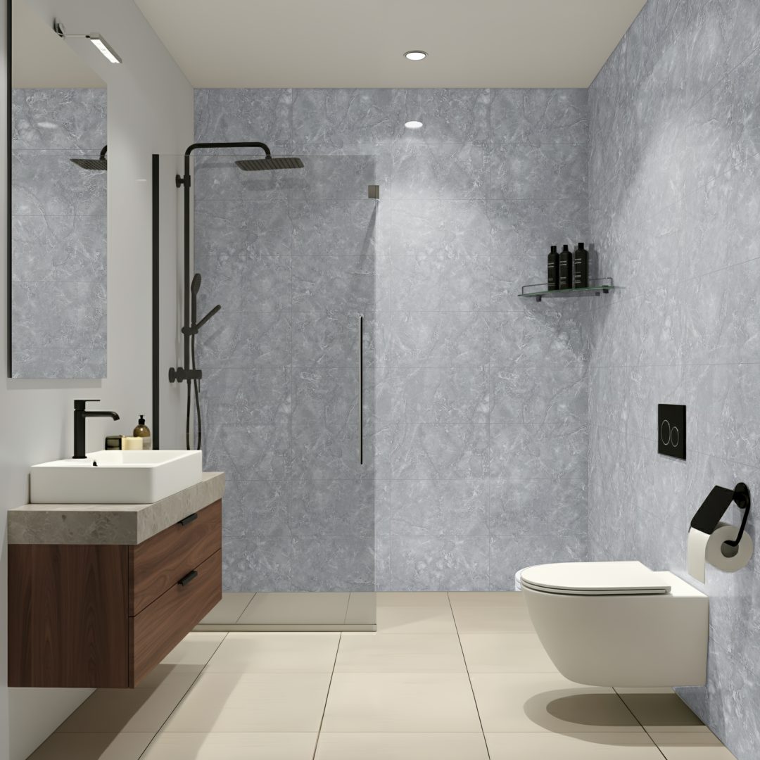 Grey Statuario Multi Tile Wall Panel - Image 4