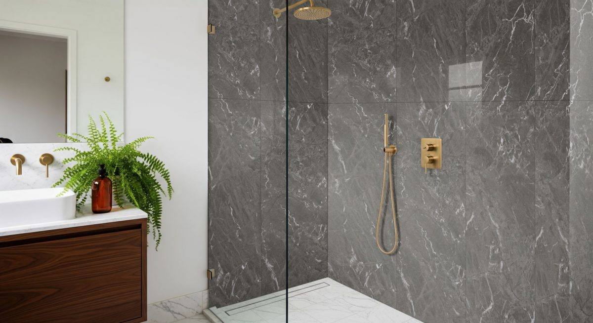 Pro-Tek™ Marquina Black Double Tile Wall Panel
