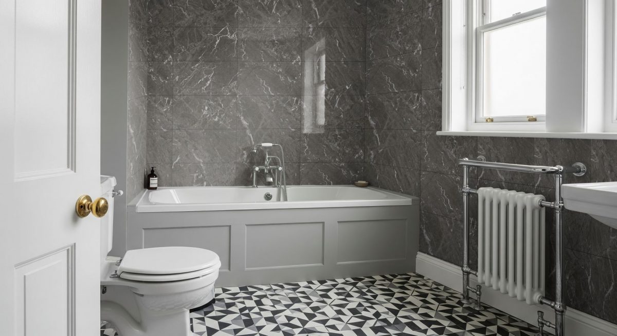 Pro-Tek™ Marquina Black Multi Tile Wall Panel Pro-Tek™ Marquina Black Multi Tile Wall Panel