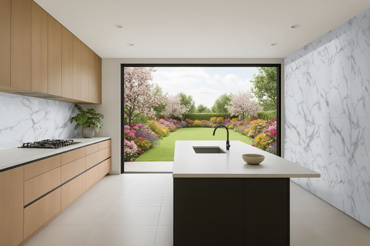 White Carrara Double Tile Wall Panel - Image 4