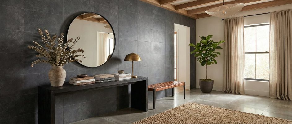 Entrance Hall Wall Panels Grey Tiles