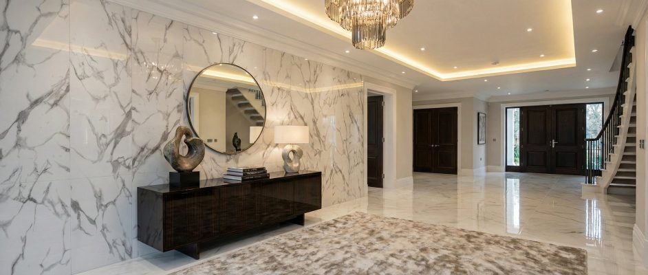 Entrance Hall Wall Panels White Marble