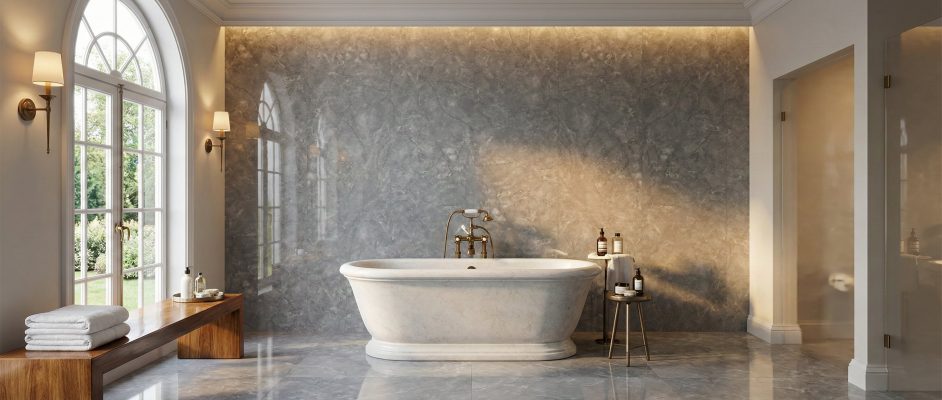 High Gloss Marble Double Tile Panels Classic Grandeur