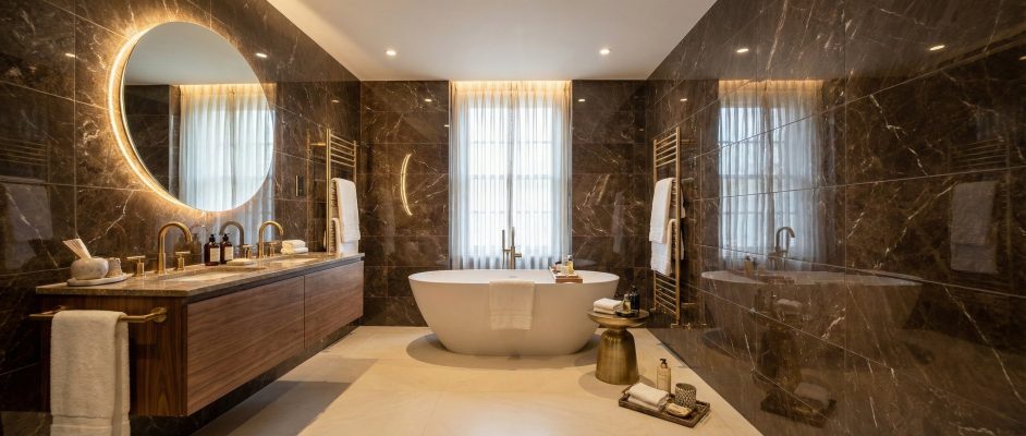 High Gloss Marble Multi Tile Panels Boutique Hotel Style