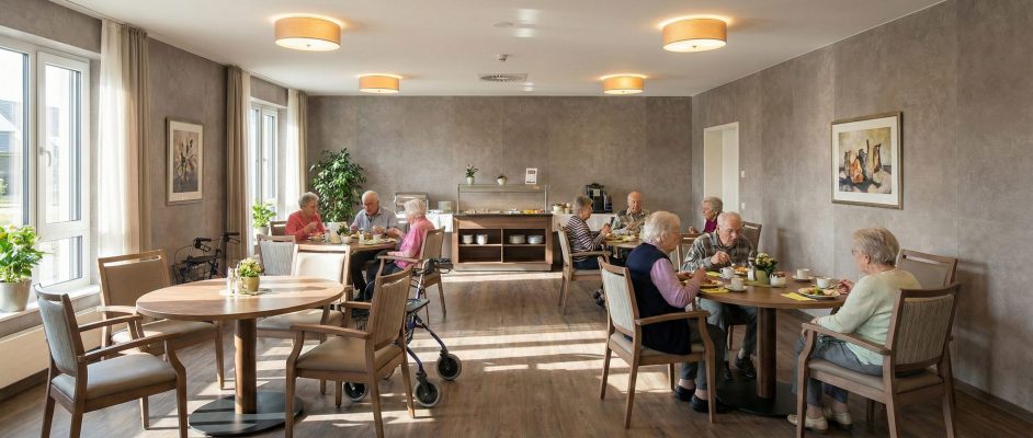 Nursing Home Wall Panels Dining Room Dark Beige